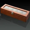 Bekijk dozen kassen doos houten display organizer zwarte top houten hoes mode opbergpaking cadeau sieraden caseswatch hele22
