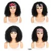Синтетические парики для волос косплей Короткий боб вьющиеся парики с повязкой на голову для чернокожих женщин извращенной полосы синтетической глубокой волны с обертками Peruca Cosplay 220225