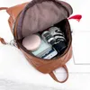 Sıradan ızgara deseni düz renkli sırt çantası dayanıklı PU deri küçük bıçak negro sırt çantası asılı ponpon moda omuz çantaları j220620