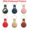 Designer AirTag Case PU Leather Key Chain Fashion Accessories Anti-lost Device Protective Cover Brand Embossing Vertical Stripes Keyring Car Bag Pendant