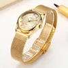 Robe de marque de luxe wwoor Gold watch dames élégant diamant petit quartz montres poignets pour femmes en maille en acier zegarek damski 229814850