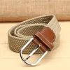 Riemen roodbruine lederen riem mannen dames mode taille smal stretch jurk broek gespog canvas taillebandbelts