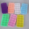 2022 Nuevo colorido 10 cuadrículas Caja de almacenamiento de plástico transparente ajustable para componentes pequeños Herramientas de costura de la caja Botón Organizador