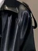 Women's Leather Faux Nerazzurri Spring Black Oversized Long Waterproof Trench Coat for Women Sleeve Loose Korean Fashion Clothing 220913
