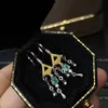 Chandelier en pendaison de lustre Meibapj Natural Emerald Gemstone Drop Orees Real 925 Silver Fashion Fine Charm Bijoux de mariage pour Womendangle