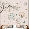W stylu chińskim naklejki Dekorowe kwiaty kwiatów kwiatowa ściana salon sypialnia DIY Dekoracja winylu 220607