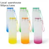 US WAREHOUSE 25oz and16oz Sublimation tumbler Glass Can Gradient Color Creative Sequins shape Bottle with Lid and Straw Summer straight Drinkware Juice Cup