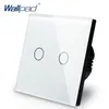 Neuankömmling Wallpad EU UK 110 V-220 V 2 Gangs 2 Weg 3 Weg Position Weiß Glas Panel Touch Taste wand Lichter Schalter Netzteil T200605