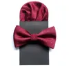 Classic Print Solid God Mens Silk Business Bow Ties For Men Bowtie With Pocket Square Gold 2pcs Set Gift CR056 W220323