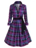 Wipalo Vintage Gothic Women Fring Tartan Tartan Button с украшенными ремнями vestidos femme с длинным рукавом повседневные сексуальные платья для вечеринок