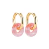 Multicolor Natural Stone Round Gold Color Boucles d'oreilles pour femmes bijoux Boho Opal en acier inoxydable Boucle d'oreille coréenne
