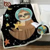 Yatak karikatürü hayvan peluş battaniye gezegen yıldız yatak evreni dış uzay sherpa polar battaniye 201113 için yatak tembel battaniyeler