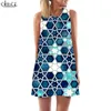 Women Tank Tops Green Leaves Graphics 3D Printed Round Neck Vest Dress Short Sleeveless Dress Mid Length Dresses 220616