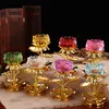 7 Colors Glass Candle Holders Alloy Lotus Candle Stand Votive Holder Candlestick