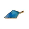 Colares pendentes de pedra natural gem rhombus multicolor listrado ágata artesanato artesanal Diy Acessórios de colar vintage para mulher 25x50mm