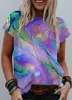 Fashion 3d Gradient Print Womens T-shirt Women T-shirts Short Sleeve Summer Casual Tops Street Sport Loose Tee Lady O-neck Tie-dye