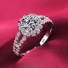 Fedi nuziali Never Fade Argento tibetano S925 Donna Round Zirconia Diamond 18K White Gold Band Gioielli da sposa con certificatoMatrimonio