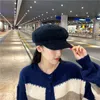 Boinas Chenille Octagonal Hat Gorras Mujer Versión coreana Mujeres Salvaje Otoño Invierno Blanco cálido Color sólido Boina de calabaza TrendBerets