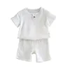 Bambino bambini Vestiti per ragazze RAGAZZO SET Estate Bambino ragazzo T-shirt in cotone Pantaloncini Lino Abbigliamento per bambini Abiti Abiti da 1 a 8 anni 220620