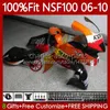 Glasfaser-Spritzgusskörper für Honda NSF-100 NSF Repsol Orange Hot 100 Karosserie 116Nr