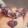 Link Chain Yexcodes Tibetan Silver Pink Charm Lady Bracelet DIY Heart-shaped Pendant Brand Bracelets Factory Outlet GiftLink Fawn22