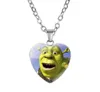 Shrek Heart Pendant Necklace Glass Cabochon Jewelry Gifts Couple Choker Necklace for Women Fashion Friendship Necklaces GC9535393562