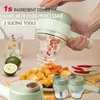 4 In 1 Handheld Electric Vegetable Cutter Set Durable Chili Vegetable Crusher Kitchen Tool USB Charging Ginger Masher Machine 220725