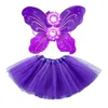 Recém-nascido tutu saia definir bebê borboleta asa + flor headband + saias de renda 3cs / set meninas princesa desempenho traje crianças roupas