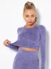 T-shirt da donna Camicie da yoga senza cuciture Maglietta sportiva Tie Dye Top corto da donna a maniche lunghe 10 colori Abbigliamento da palestra Asciugatura rapida Fitness Shi
