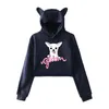 Hoodies للنساء بلوزات الكآبة الشعار Pullover Hoodie Merch for Girls Cat Ear Crop Top Youth