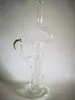 Vintage 14inch Grided Perc to Pillar Perc Glass BONG Hookah Smoking Pipes Oil Burner with Color bowl can put customer LOGO by DHL UPS