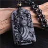 Pendentif Colliers Hommes Femmes Dieu De La Richesse Pendentifs Véritable Obsidienne Naturelle Collier De Perles L'argent Vient Amulette Boutique BijouxPendentif Hea