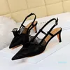 Sandals Designer Sexy Pointed Toe shoes High Heels Luxury Women's Wedding Shoes Nude Black Shiny