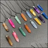 Pendentif Colliers Bleu Violet Rose Bande Agate Pierre Hexagone Reiki Guérison Cristal Cone Point Char Carshop2006 Dho4D