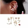 Stud MWSONYA 2022 Trend Pink Rhinestone Love Heart Drop Earrings 9pcs/set For Women Shiny Korea Style Fashion Pendientes Jewelry Gift Moni22