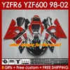 Yamaha için Vücut Çerçevesi YZF-600 YZF R6 R 6 600cc YZFR6 1998 1999 00 01 02 KUTUSUNDA 145NO.21 YZF 600 CC Cowling YZF-R6 98-02 YZF600 98 99 2000 2001 2002 Kaplama Kiti Parlak Altın