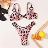 Dames zwemkleding luipaardprint één stuk zwempakring biquinis met stalen houder hoog gesneden string mirco bikini sets 2022 vrouwelijke bather beachw