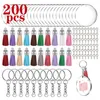 Porte-clés 200 Pcs Acrylique Trousseau Blancs Kit Pour Projets De Bricolage Artisanat Avec Porte-clés Sauter Rond Disques Clairs Cercles Coloré Gland Enek22