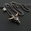 Personality Golden Horn Bull Head Pendant Titanium Steel Necklace Men's Trendy Long Hip-Hop Popular Fashion Accessories Gilt