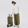 Märke Mens Fleece Zipper Hooded Sweatshirt Harajuku Oversize Casual Loose Solid Color Big Pockets Hoodie Unisex Streetwear Toppar 220325