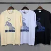 Мужские футболки высокая версия 2022 летний новый американский модный бренд Rhody Money Leopard Print мужская и женская футболка с коротким рукавом