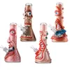 12 Zoll große Glasbongs Wasserpfeifen Einzigartige Becherbong-Wasserpfeifen Gerades Rohr Öl-Dab-Rigs 18-mm-Verbindung mit diffusem Downstem im Halloween-Stil