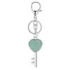 Vrouwen Key vorm hanger Keychain voor tas auto natuurlijk liefde hart edelsteen lucy slot kristal mannen genezen chakra schattige sleutelhanger