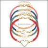 Charm-Armbänder Grenzüberschreitender personalisierter Schmuckanzug Eine Familie von vier handgewebten Seiltransportern Love Red String-Armband Vipjewel Dhvwe