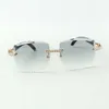デザイナーエンドレスダイヤモンドサングラス3524022、カッティングレンズナチュラルブラック木製メガネ、サイズ：58-18-135mm