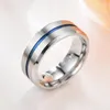 Wedding Rings Trendy 8mm Stainless Steel Ring For Men Women Groove Blue Bands Male Jewelry DH005 Wynn22