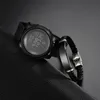 腕時計2PCS高級メンスポーツ防水電子デジタルラミナスリストウォッチブレスレットジュエリーアクセサリーズウィストウォッチ