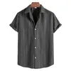 القمصان غير الرسمية للرجال مخطط قصير الأكمام قميص الرجال Chemise Homme 2022 Summer Slim Fit Button Up Harajuku Streetwear Malemen's