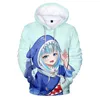 Erkek Hoodies Sweatshirts Anime Hololive Gawr Gura Hooded Sweatshirt Cosplay 3D Baskı Kapşı Hoodie Zipper Up Pullover Ceket Ceket Cadılar Bayramı