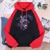 Herr hoodie koi fisk anime crewnecks pullovers mönster fickkläder tryck varma swetshirt karikatonger högkvalitativa toppar hoody y220615